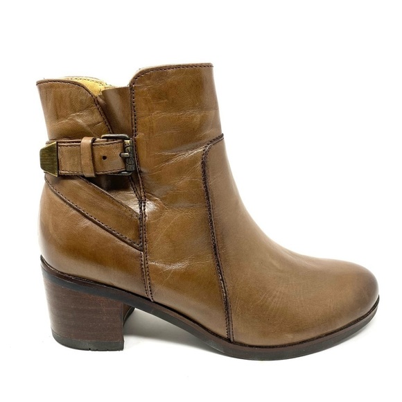 Bussola New York Leather Ankle Block Heel Boots in Nevada Fossil - Picture 1 of 8